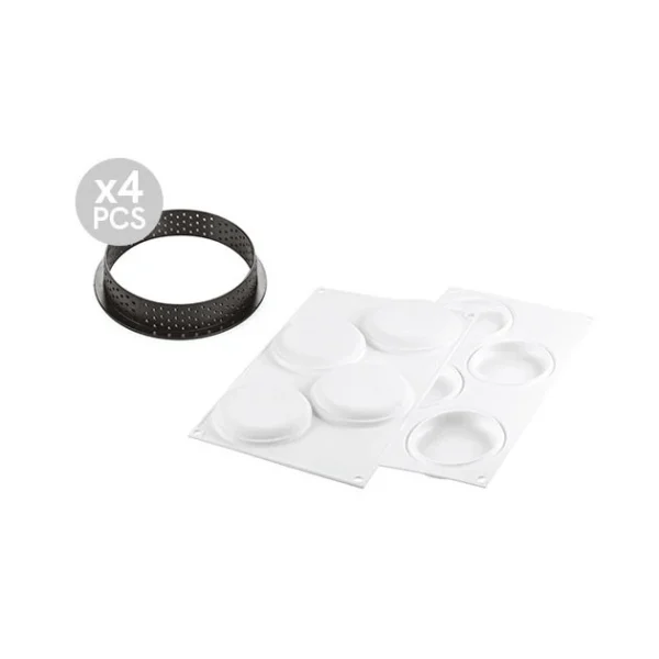 Authenticité garantie Kit Moule Silicone 4 Tartelettes Ø 100mm Silikomart Professional 4
