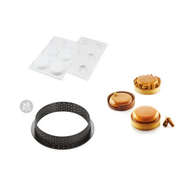 Kit Moule Silicone 6 Tartelettes Ø 80mm Silikomart Professional site pas cher 1