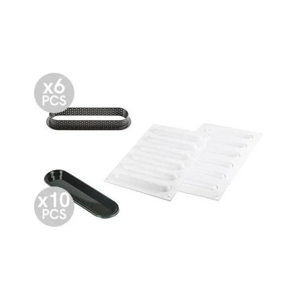 Officielle Kit Moule Silicone 6 Tartelettes Oblong 14,6 Cm Silikomart Professional 3