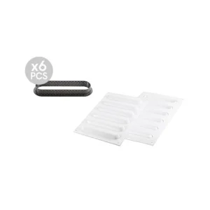Officielle Kit Moule Silicone 6 Tartelettes Oblong 14,6 Cm Silikomart Professional 21