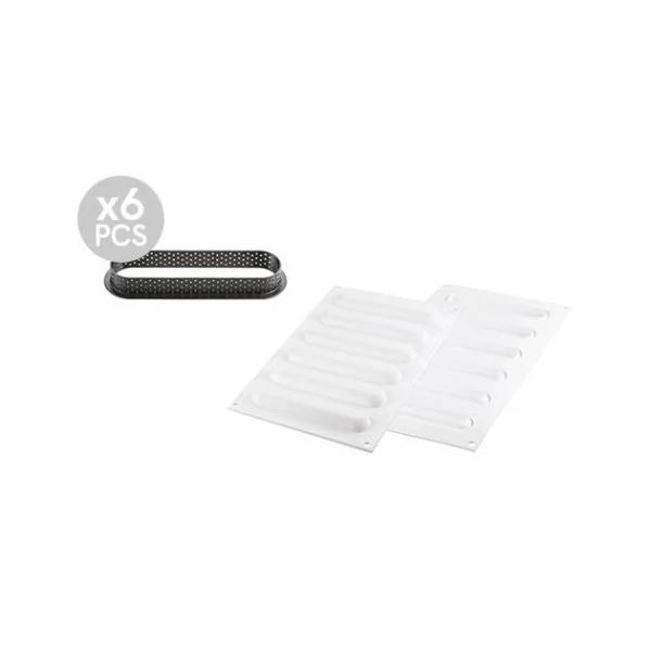 Officielle Kit Moule Silicone 6 Tartelettes Oblong 14,6 Cm Silikomart Professional 8