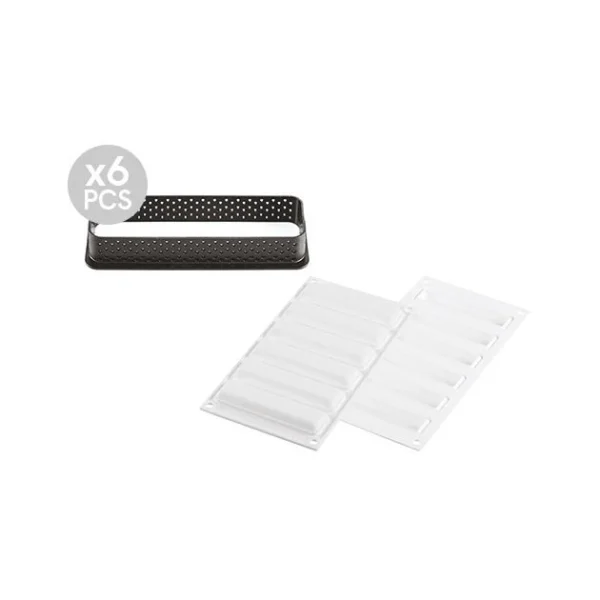 soldes en ligne Kit Moule Silicone 6 Tartelettes Rectangle 120mm Silikomart Professional 4