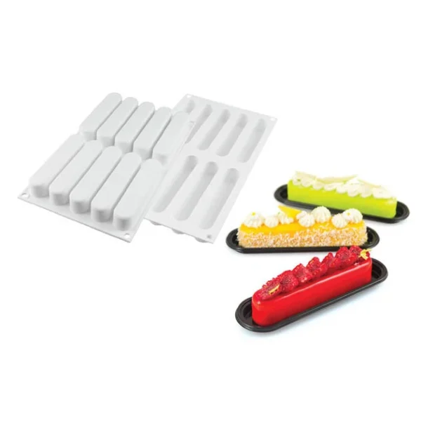 Moule Silicone 10 Eclairs 13×2,5 Cm SilikoMart Professional en france 1