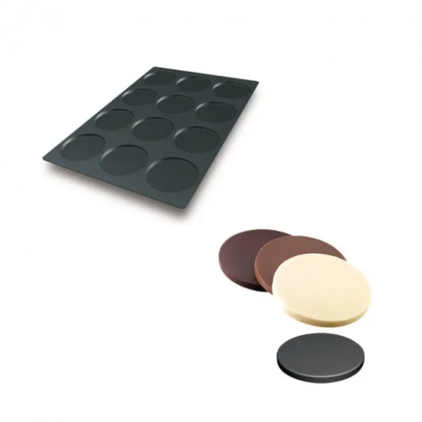 Livraison rapide Moule Silicone 12 Fonds De Tarte Biscuit Ø12 X 1 Cm 112ml SilikoMart Professional 1