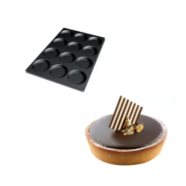 magasins pas chers Moule Silicone 12 Fonds De Tarte Biscuit Ø12 X 2,2 Cm 120ml SilikoMart Professional 1