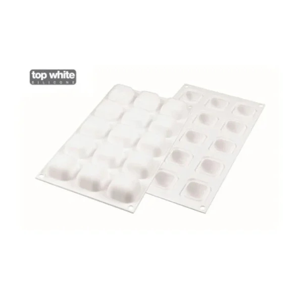 Satisfait ou Remboursé Moule Silicone 15 Carrés Bombés 4 X 4 Cm 30ml SilikoMart Professional 4