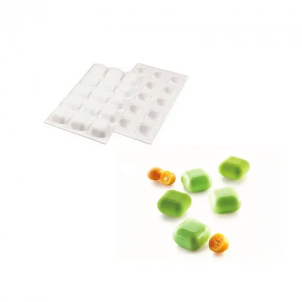 Satisfait ou Remboursé Moule Silicone 15 Carrés Bombés 4 X 4 Cm 30ml SilikoMart Professional 1