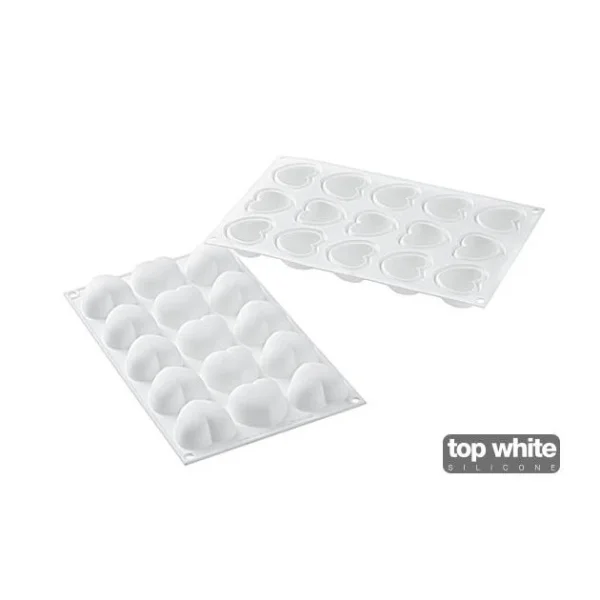 Moule Silicone 15 Coeurs Bombés 4,5 X 4,4 Cm 30ml SilikoMart Professional en solde 4