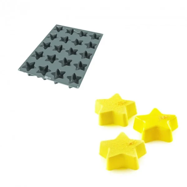 marques de renommée Moule Silicone 20 Etoiles Ø9,5 X 7 Cm 135ml SilikoMart Professional 1