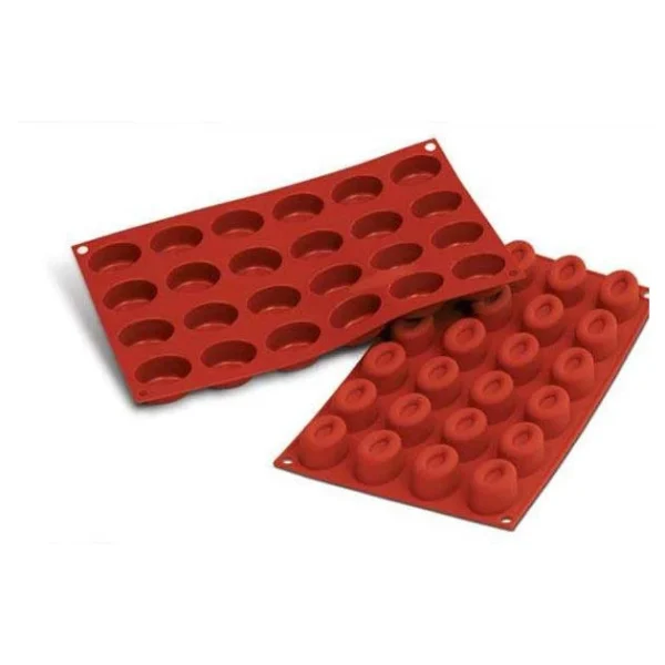 prix abordable Moule Silicone 24 Savarins Ovales 4,4 X 3,2 Cm Silikomart 1