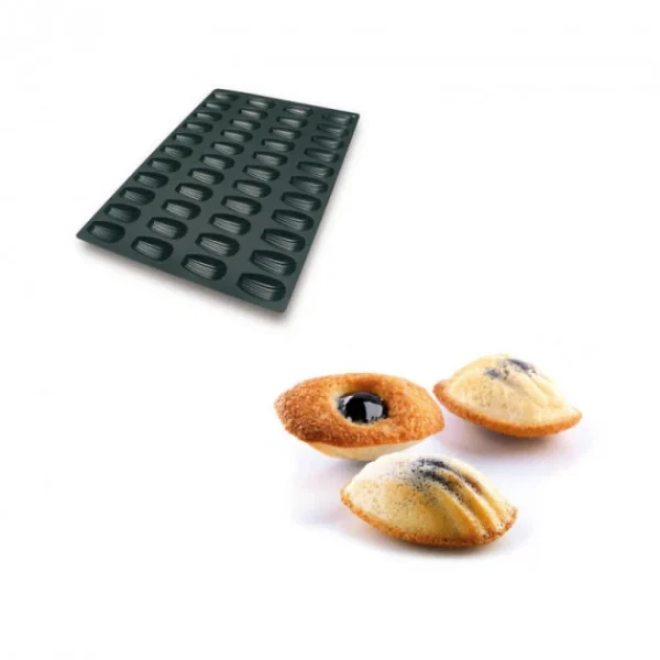 boutique en france Moule Silicone 44 Madeleines 7,7 X 4,4 X 1,8 Cm 32ml SilikoMart Professional 1