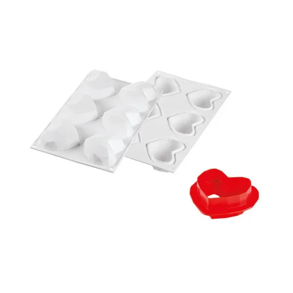 ultratendance Moule Silicone 6 Coeurs Origami 82,6 X 74 X H35 Mm 110ml SilikoMart Professional 4