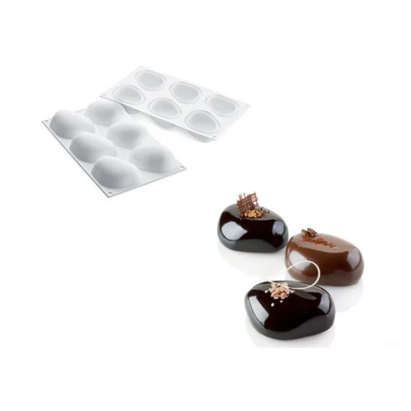 Moule Silicone 6 Galets 8,7 X 6,3 Cm 110ml SilikoMart Professional soldes magasin 1