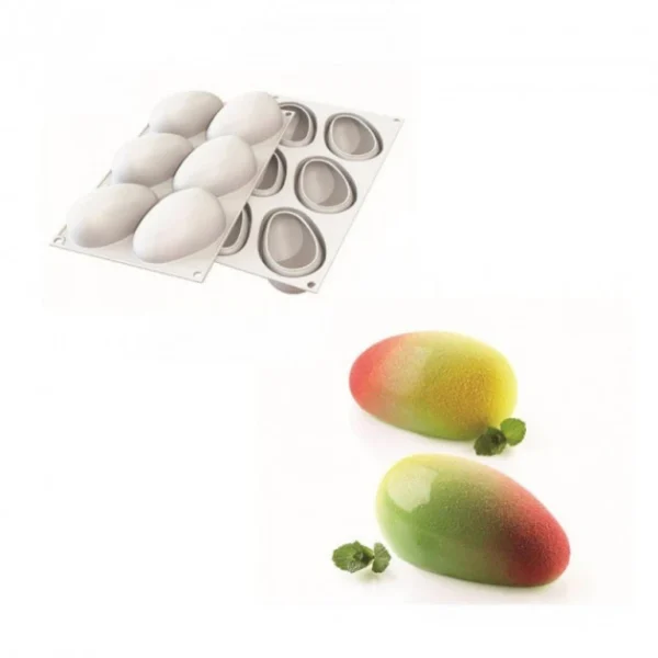 Moule Silicone 6 Mangues 9,3 X 5,7 Cm 130ml SilikoMart Professional vente chaude 1