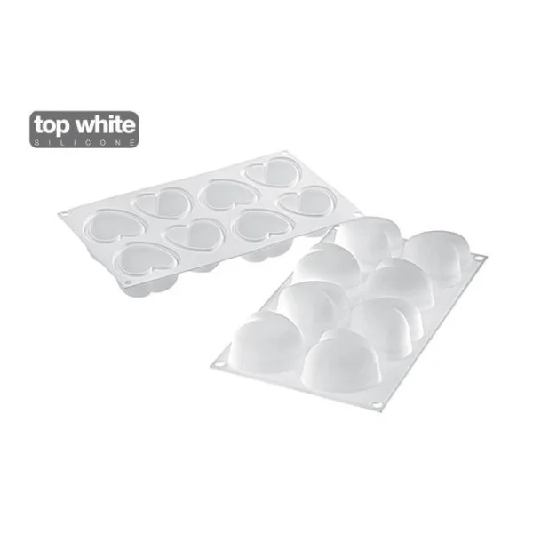 Moule Silicone 8 Coeurs Bombés 6,35 X 6,5 Cm 100ml SilikoMart Professional en ligne 4