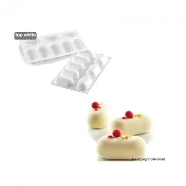 prix abordable Moule Silicone 8 Ovales Bombés 8,2 X 4,3 Cm 81ml SilikoMart Professional 1