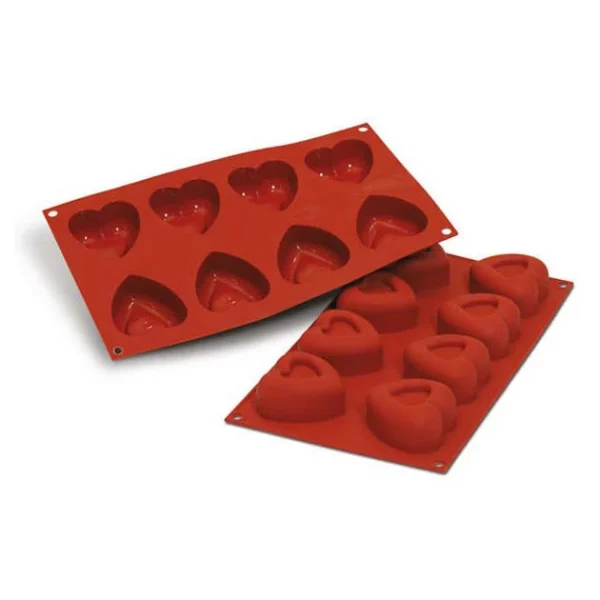 Moule Silicone Savarins Coeurs 6,2 X 6,2 Cm (x8) Silikomart Nouvelle tendance 1