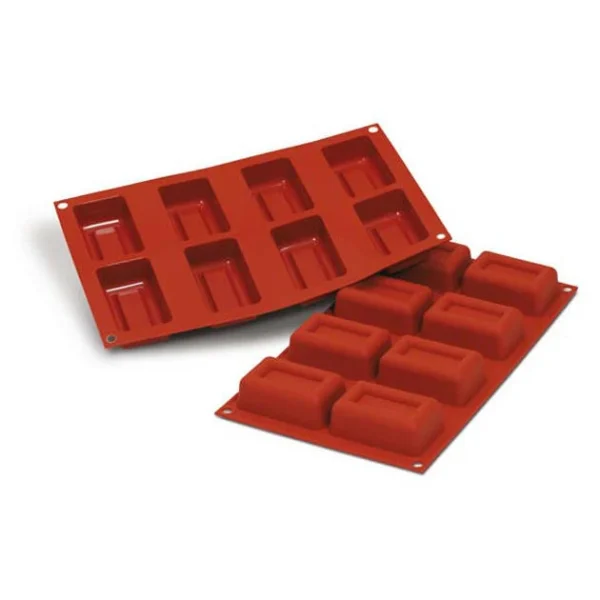 boutique pas cher Moule Silicone Savarin Rectangle 7,5 X 4,8 Cm X H 2,8 Cm (x8) Silikomart 1