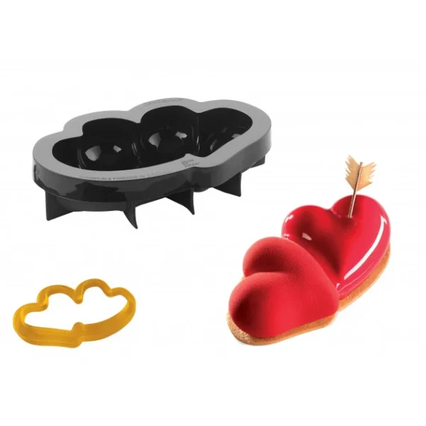 acheter en ligne Moule Silicone Coeur Double 25 X 14 Cm X H 6 Cm Pavoni 1