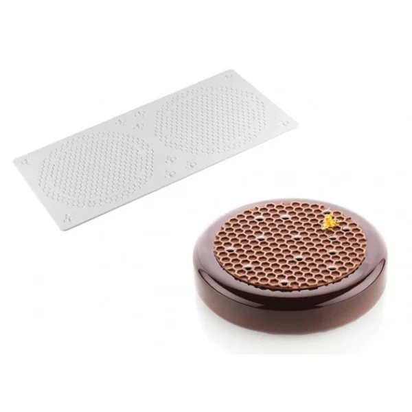 Satisfait ou Remboursé Moule Silicone Décor Alvéoles Ø 14 à 18 Cm X H 0,35 Cm (x2) Silikomart Professional 1
