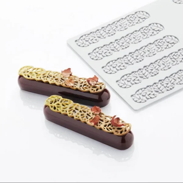 Moule Silicone Décor Feuilles 12 X 2,6 X H 0,2 (x10) Pavoni à prix d'occasion 1