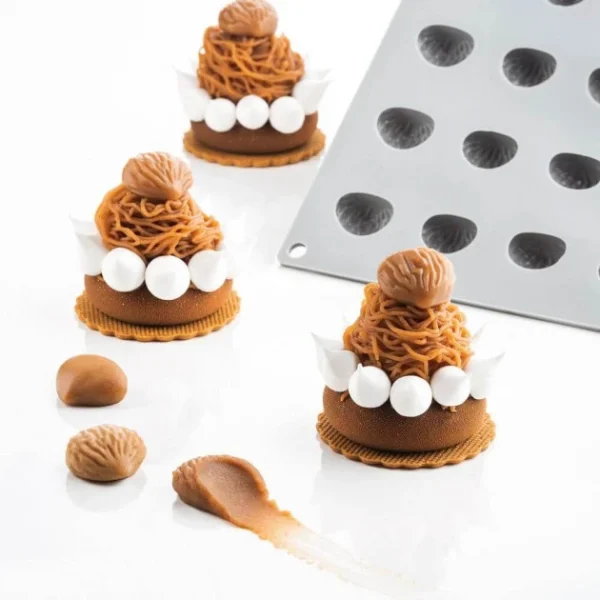 vente pas cher en ligne Moule Silicone Gourmand Châtaigne 3,1 X 2,7 X H 1,6 Cm (x24) Pavoni 1