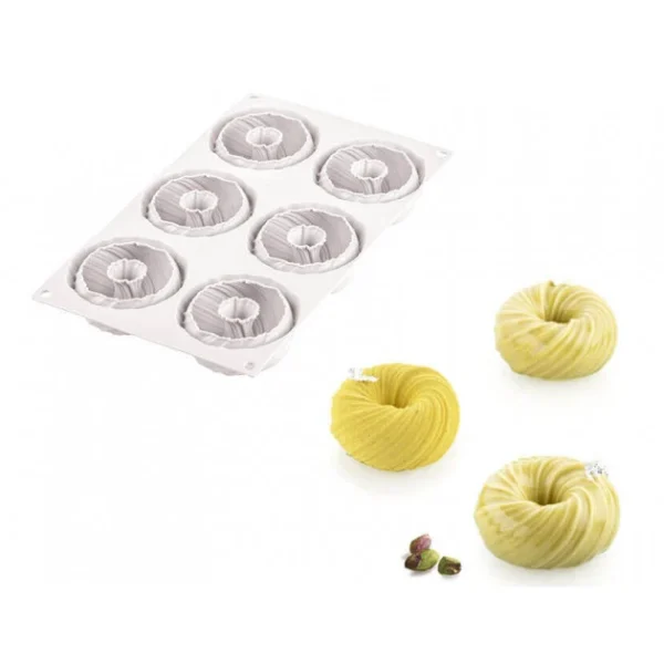 nouvelle saison Moule Silicone Intreccio Ø 7,5 Cm X H 3,5 Cm (x6) Silikomart Professional 1